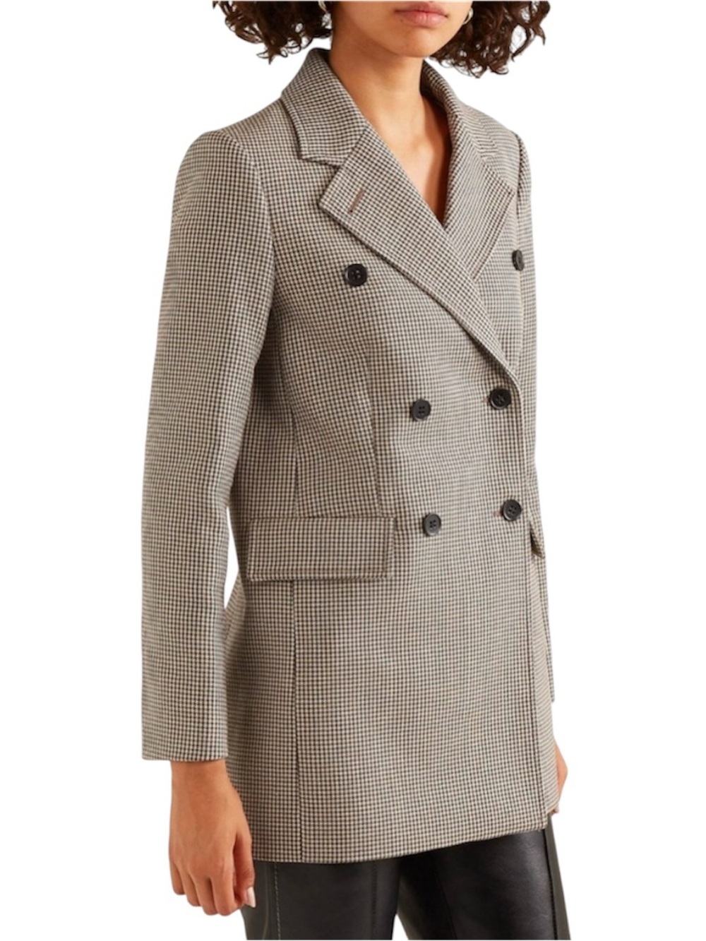 MAJE Classic Women's Double-Breasted Houndstooth Blazer FR 40